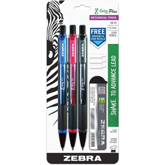 zebra-pen-55603-0-7-mm-z-grip-plus-mechanical-pencil-assorted-colors-pack-of-4