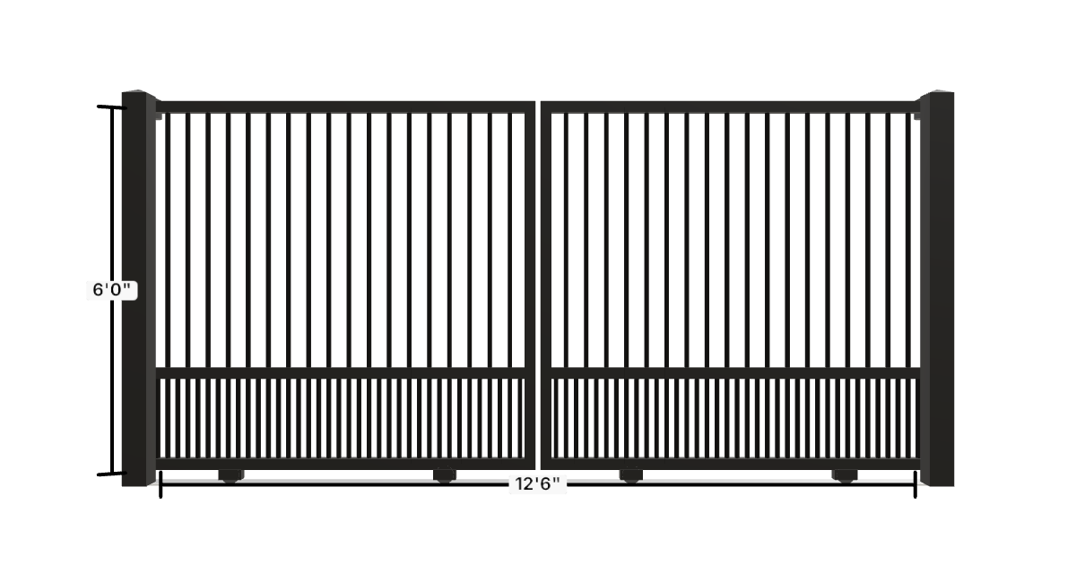 Drawing of the configured Driveway Gate, 12'6" wide × 6'0" high, with dimensions