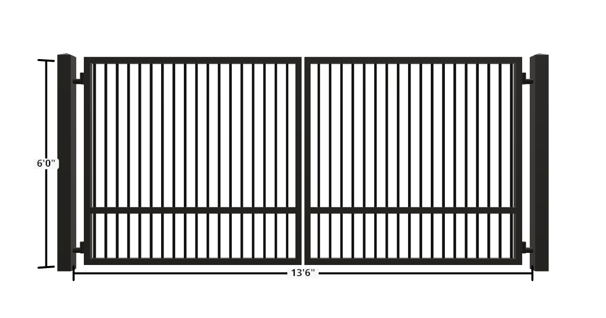 Drawing of the configured Driveway Gate, 13'6" wide × 6'0" high, with dimensions
