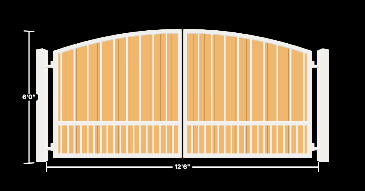 Drawing of the configured Driveway Gate, 13'6" wide × 6'0" high, with dimensions