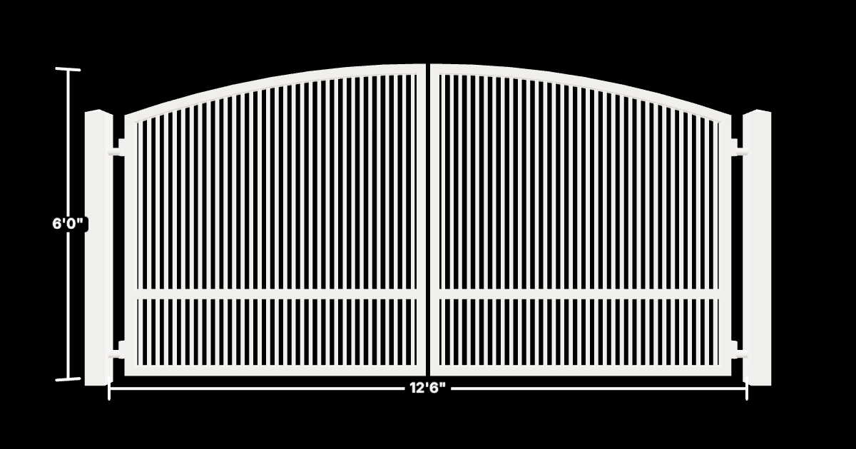 Drawing of the configured Driveway Gate, 12'6" wide × 6'0" high, with dimensions