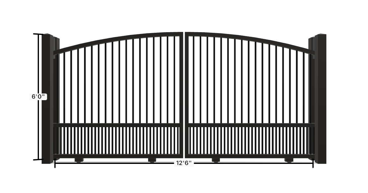 Drawing of the configured Driveway Gate, 12'6" wide × 6'0" high, with dimensions