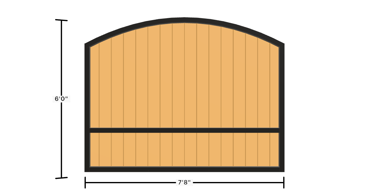 Drawing of the configured Luxury Fence Panel, 7'8" wide × 6'0" high, with dimensions