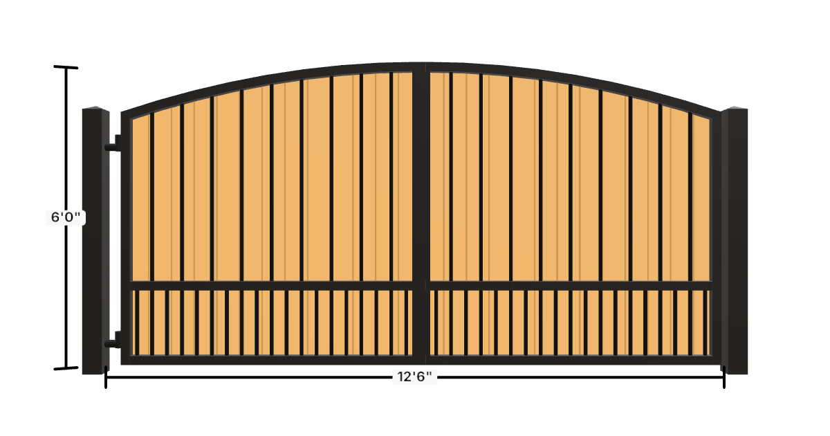Drawing of the configured Driveway Gate, 12'6" wide × 6'0" high, with dimensions