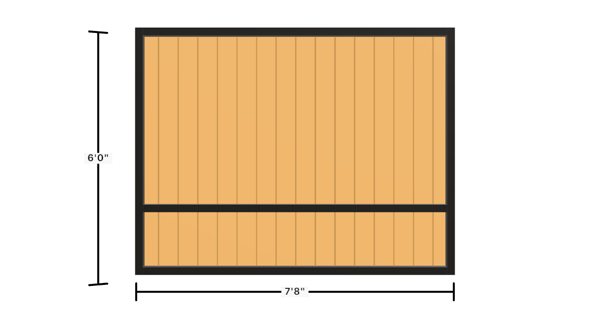 Drawing of the configured Luxury Fence Panel, 7'8" wide × 6'0" high, with dimensions