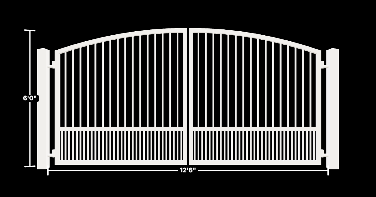Drawing of the configured Driveway Gate, 12'6" wide × 6'0" high, with dimensions