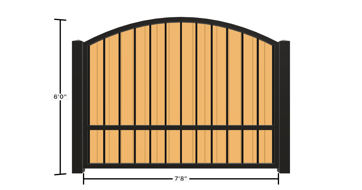 Drawing of the configured Luxury Fence Panel, 7'8" wide × 6'0" high, with dimensions