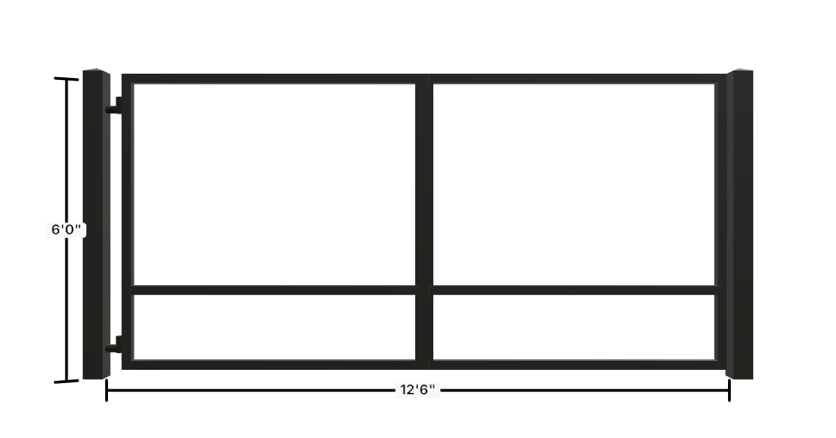 Drawing of the configured Driveway Gate, 13'6" wide × 6'0" high, with dimensions
