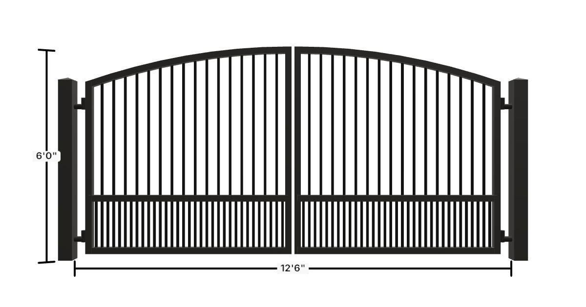 Drawing of the configured Driveway Gate, 12'6" wide × 6'0" high, with dimensions