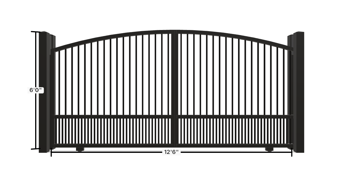 Drawing of the configured Driveway Gate, 12'6" wide × 6'0" high, with dimensions