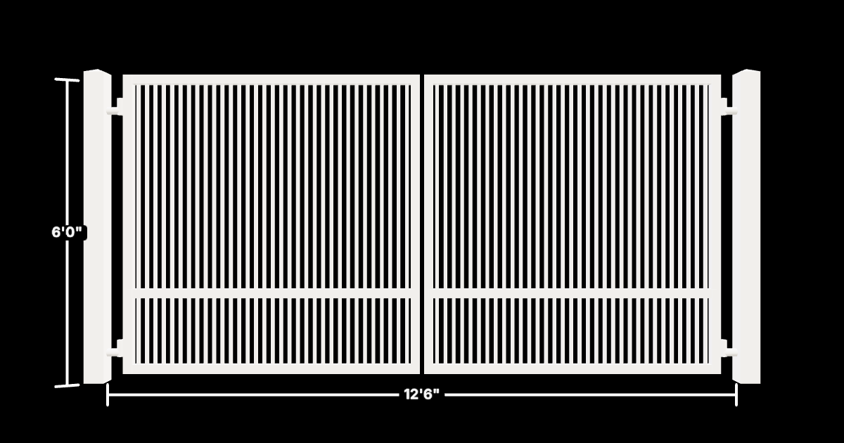 Drawing of the configured Driveway Gate, 12'6" wide × 6'0" high, with dimensions