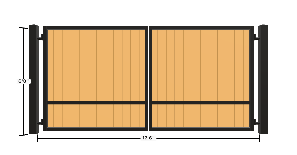 Drawing of the configured Driveway Gate, 13'6" wide × 6'0" high, with dimensions