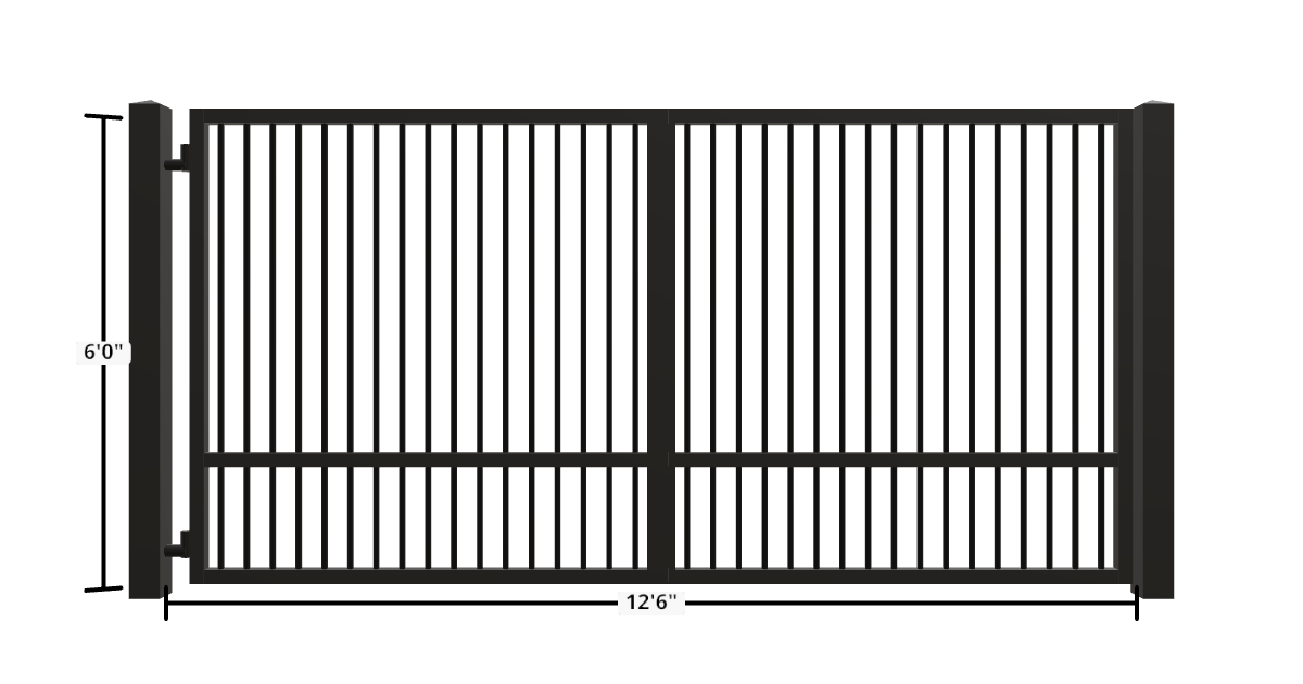 Drawing of the configured Driveway Gate, 13'6" wide × 6'0" high, with dimensions