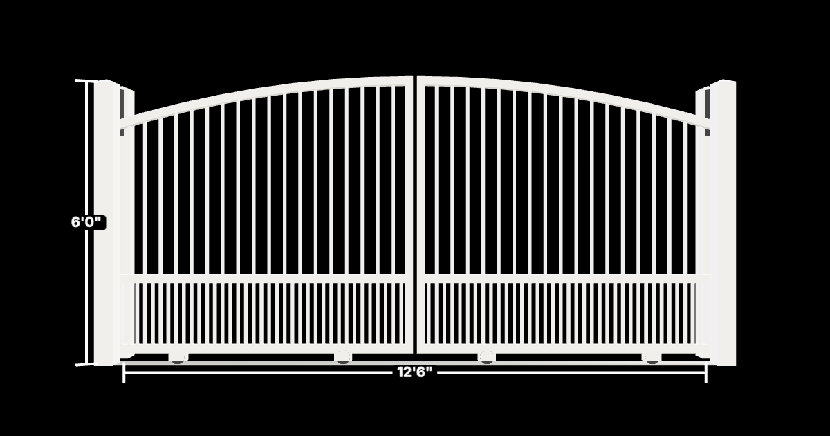 Drawing of the configured Driveway Gate, 12'6" wide × 6'0" high, with dimensions