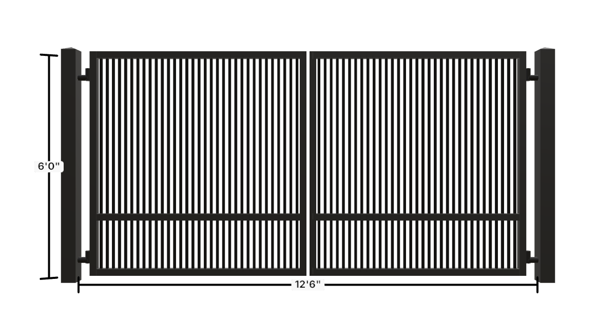 Drawing of the configured Driveway Gate, 12'6" wide × 6'0" high, with dimensions