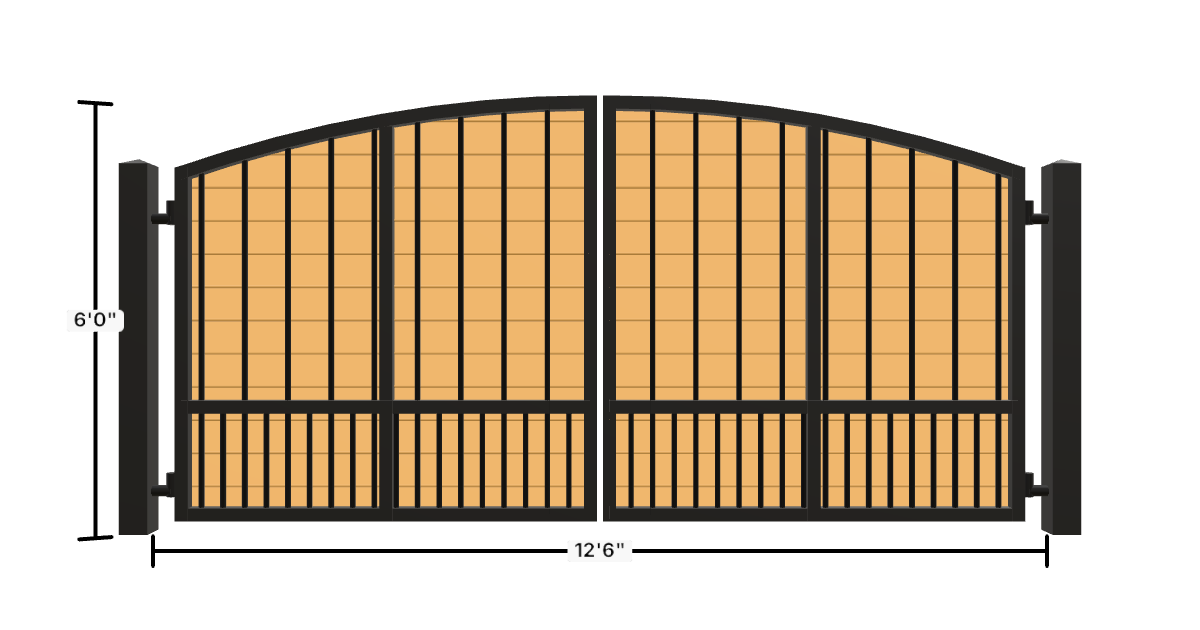 Drawing of the configured Driveway Gate, 13'6" wide × 6'0" high, with dimensions