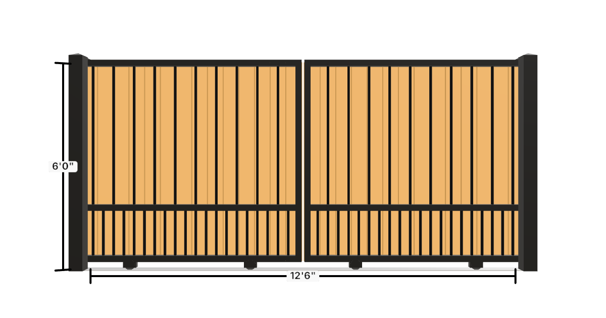 Drawing of the configured Driveway Gate, 13'6" wide × 6'0" high, with dimensions