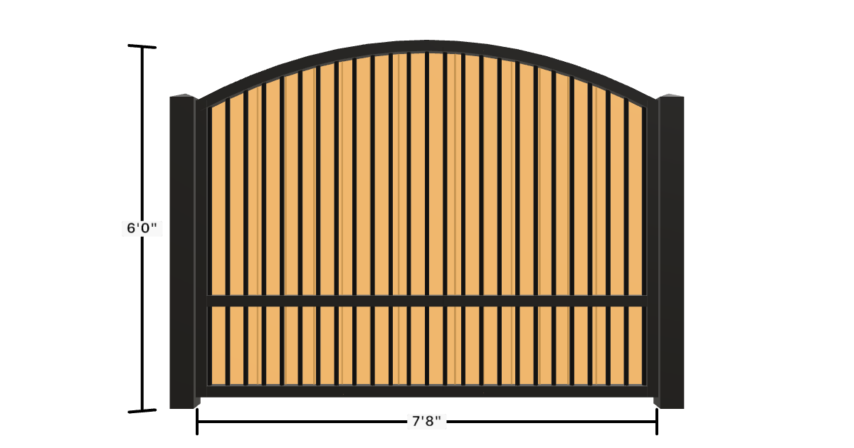 Drawing of the configured Luxury Fence Panel, 7'8" wide × 6'0" high, with dimensions