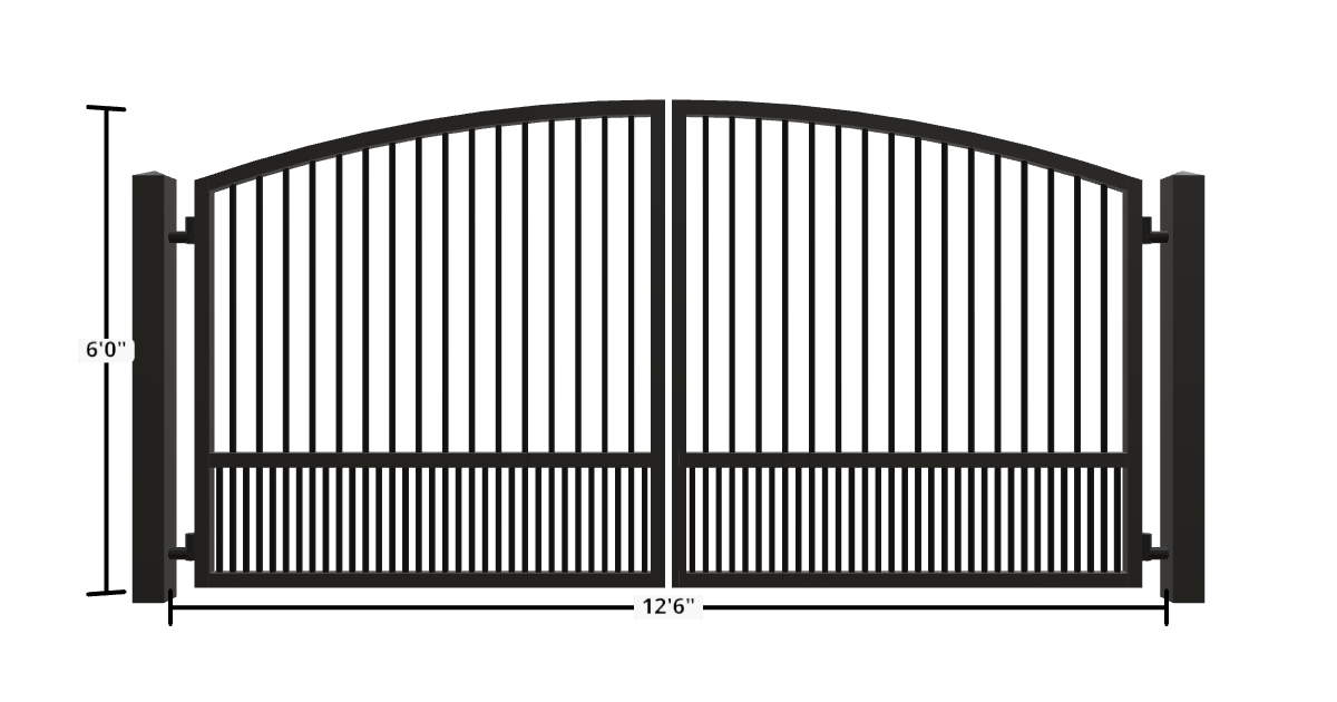 Drawing of the configured Driveway Gate, 13'6" wide × 6'0" high, with dimensions