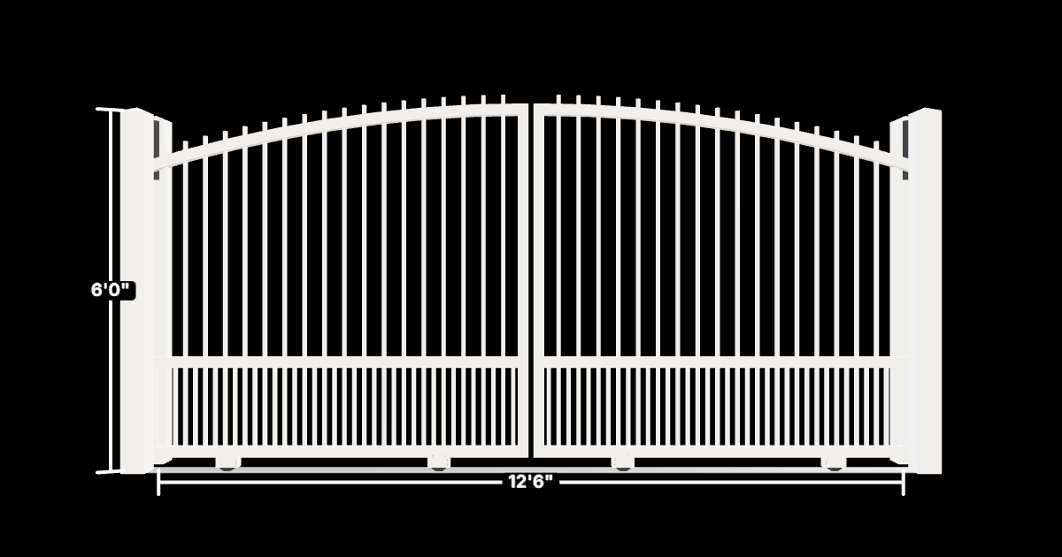 Drawing of the configured Driveway Gate, 12'6" wide × 6'0" high, with dimensions