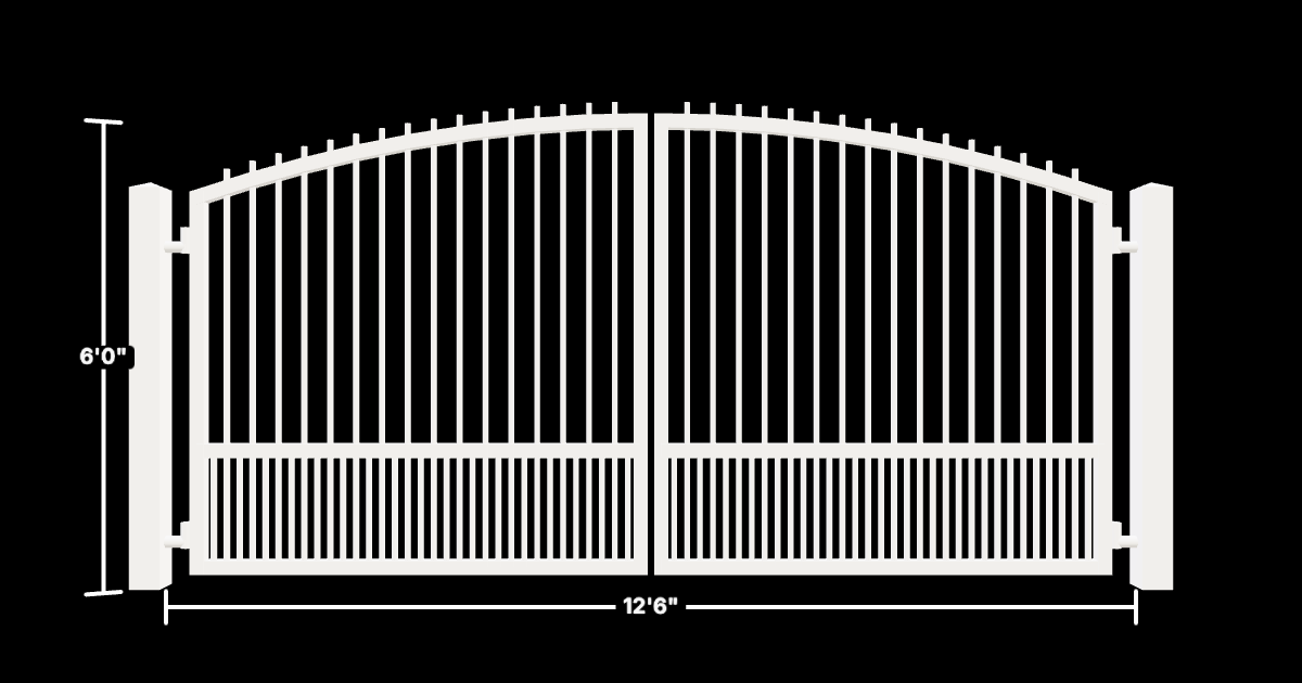Drawing of the configured Driveway Gate, 12'6" wide × 6'0" high, with dimensions