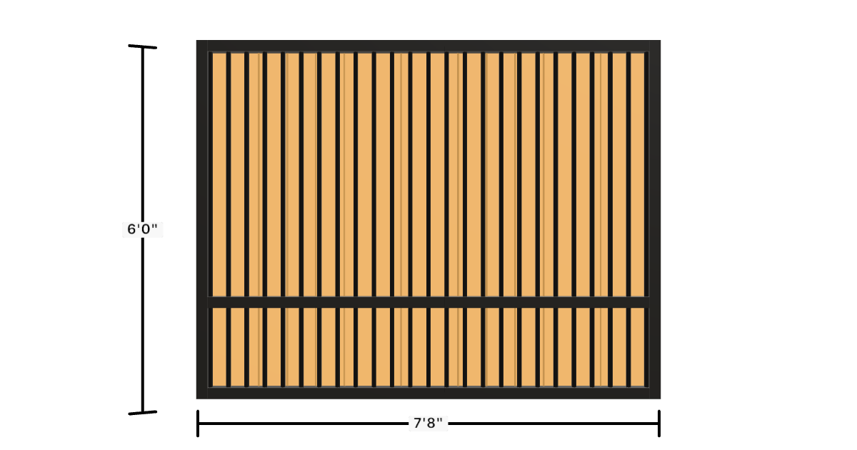 Drawing of the configured Luxury Fence Panel, 7'8" wide × 6'0" high, with dimensions