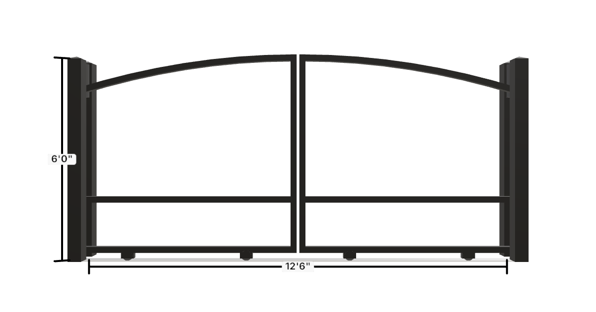 Drawing of the configured Driveway Gate, 13'6" wide × 6'0" high, with dimensions