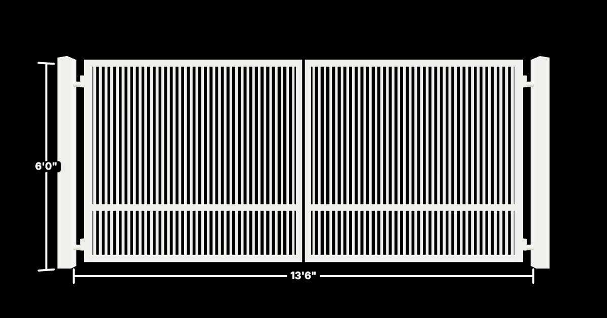 Drawing of the configured Driveway Gate, 13'6" wide × 6'0" high, with dimensions