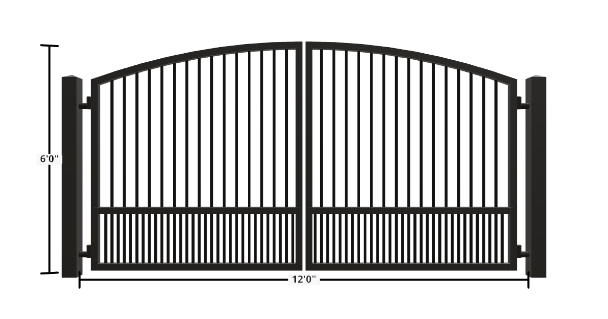 Drawing of the configured Driveway Gate, 12'0" wide × 6'0" high, with dimensions