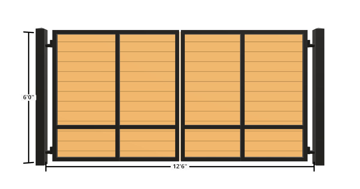 Drawing of the configured Driveway Gate, 13'6" wide × 6'0" high, with dimensions