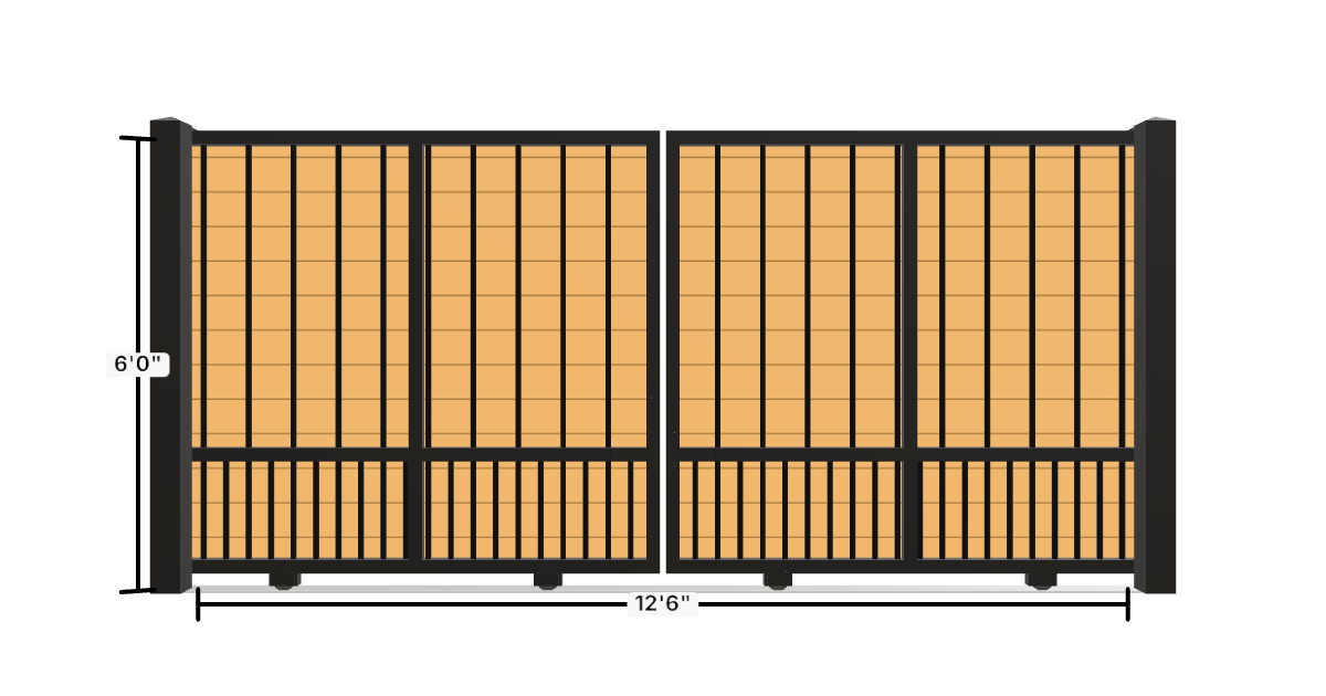 Drawing of the configured Driveway Gate, 13'6" wide × 6'0" high, with dimensions