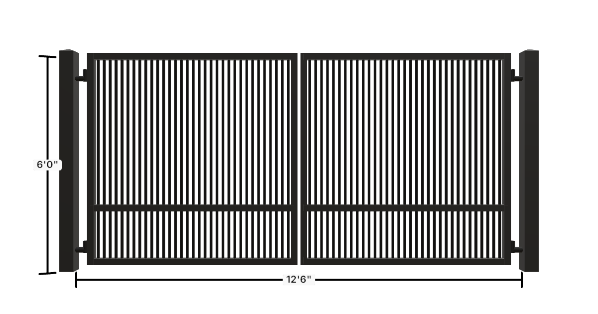 Drawing of the configured Driveway Gate, 13'6" wide × 6'0" high, with dimensions
