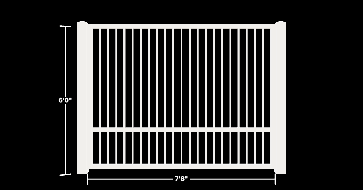 Drawing of the configured Luxury Fence Panel, 7'8" wide × 6'0" high, with dimensions