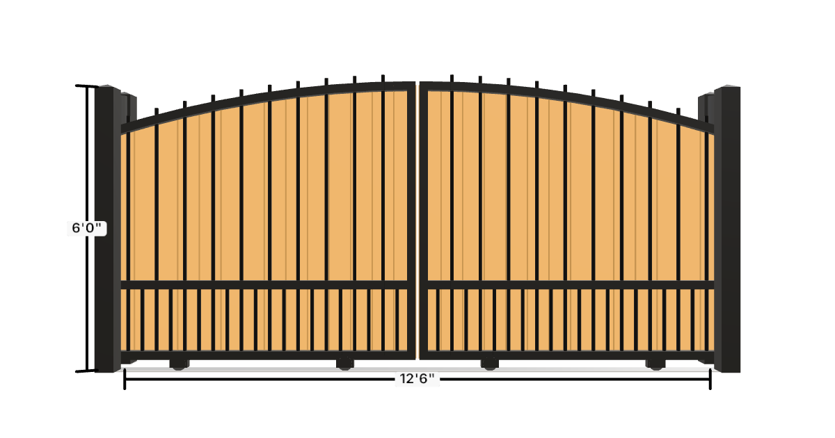 Drawing of the configured Driveway Gate, 13'6" wide × 6'0" high, with dimensions