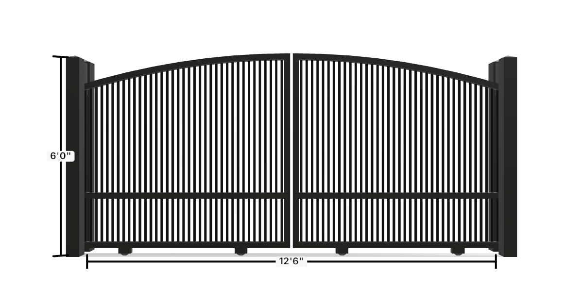 Drawing of the configured Driveway Gate, 12'6" wide × 6'0" high, with dimensions