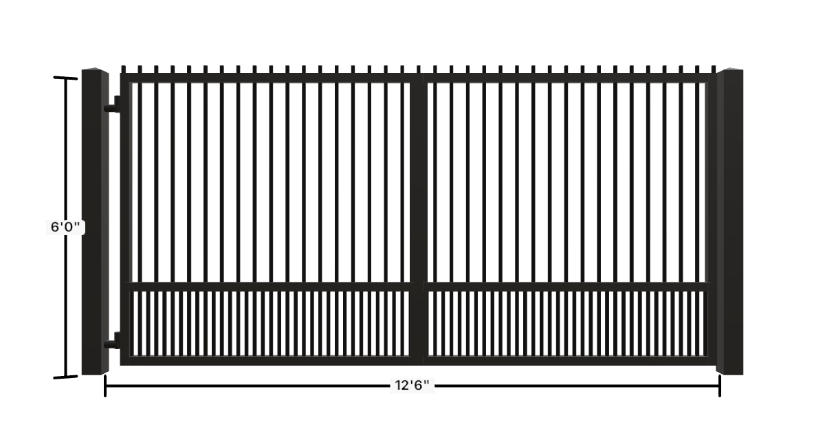 Drawing of the configured Driveway Gate, 12'6" wide × 6'0" high, with dimensions