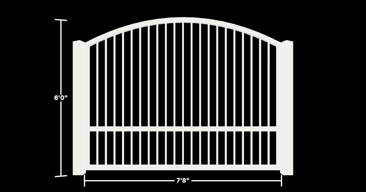 Drawing of the configured Luxury Fence Panel, 7'8" wide × 6'0" high, with dimensions