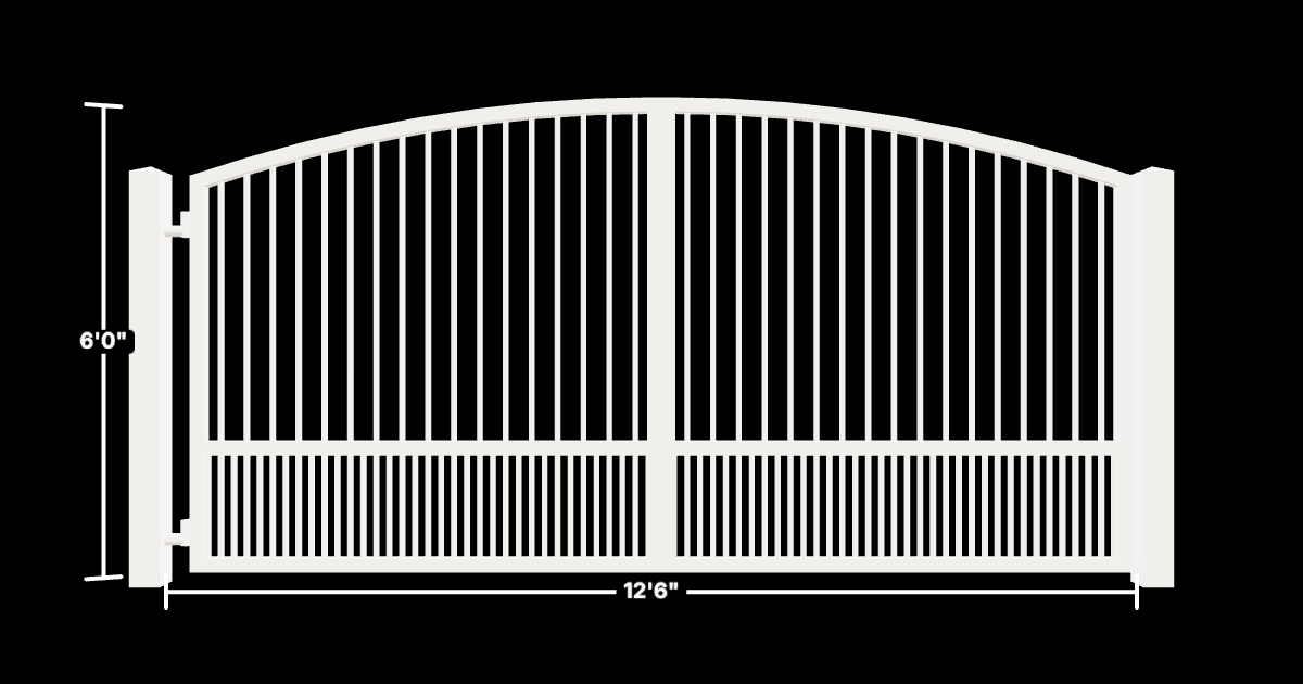 Drawing of the configured Driveway Gate, 12'6" wide × 6'0" high, with dimensions