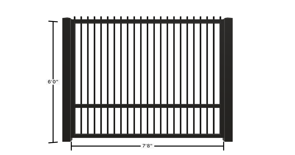 Drawing of the configured Luxury Fence Panel, 7'8" wide × 6'0" high, with dimensions