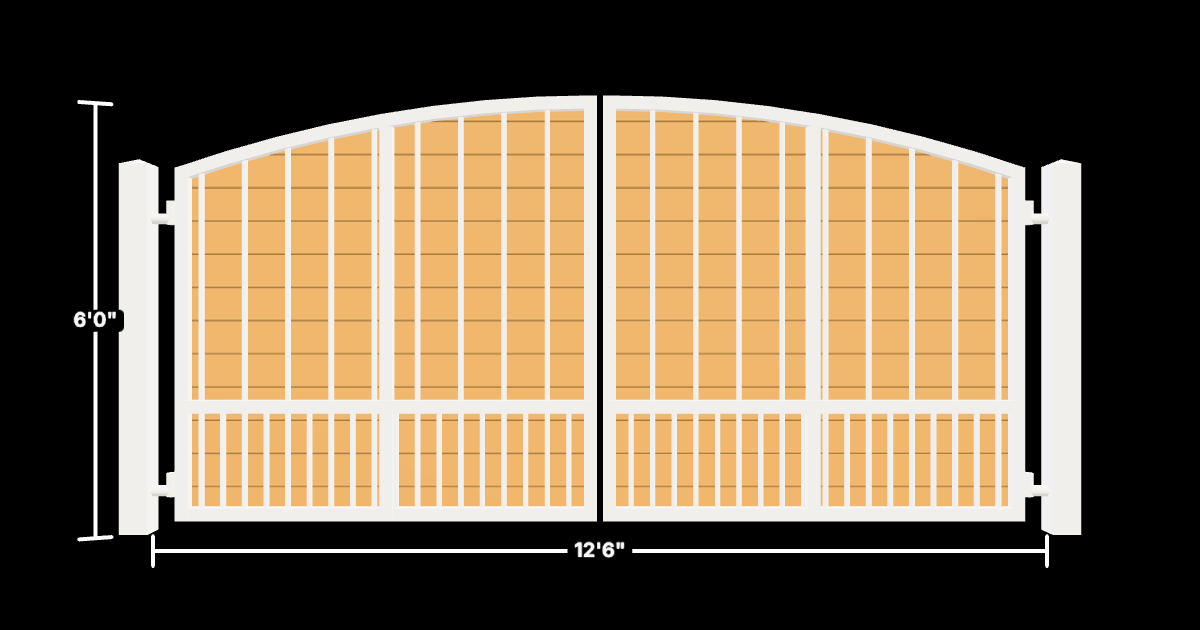Drawing of the configured Driveway Gate, 12'6" wide × 6'0" high, with dimensions