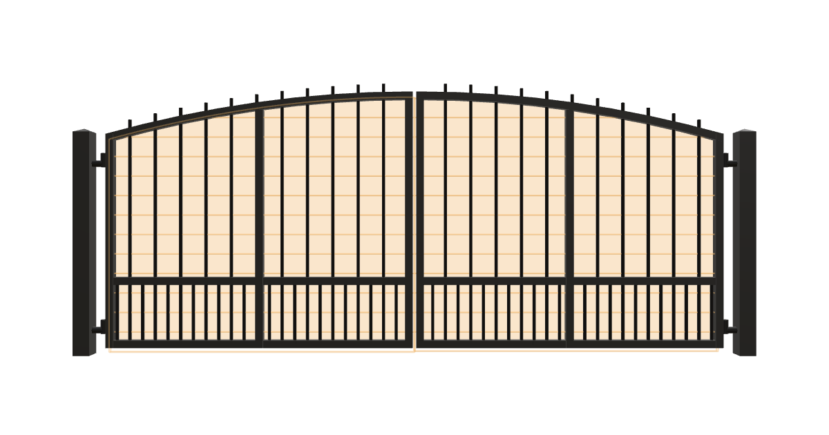 Drawing of the configured Driveway Gate, 15'4" wide × 6'0" high, with dimensions