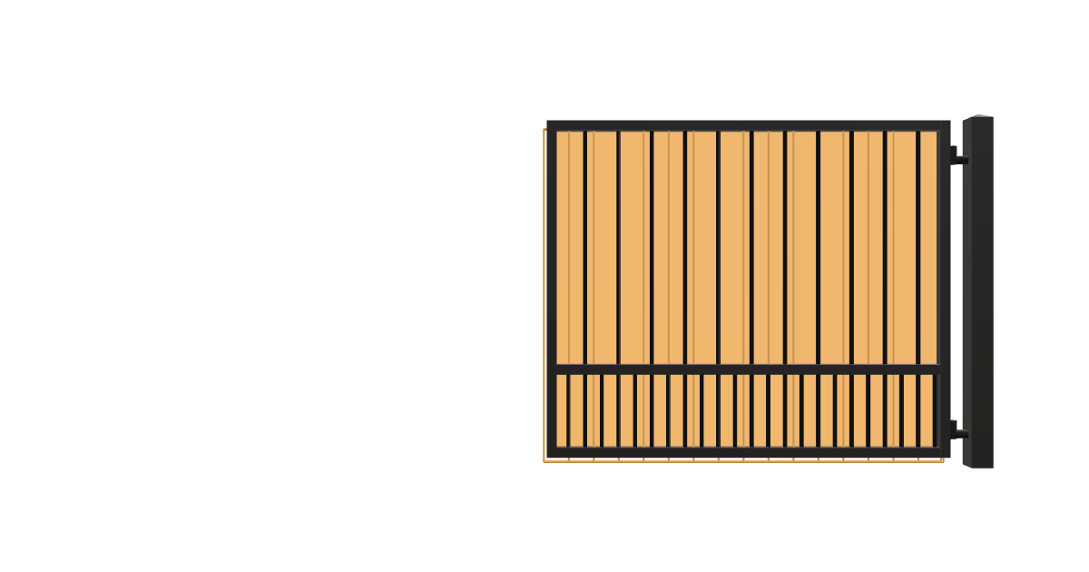 Drawing of the configured Driveway Gate, 15'4" wide × 6'0" high, with dimensions