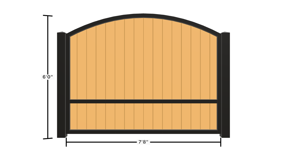Drawing of the configured Luxury Fence Panel, 7'8" wide × 6'0" high, with dimensions