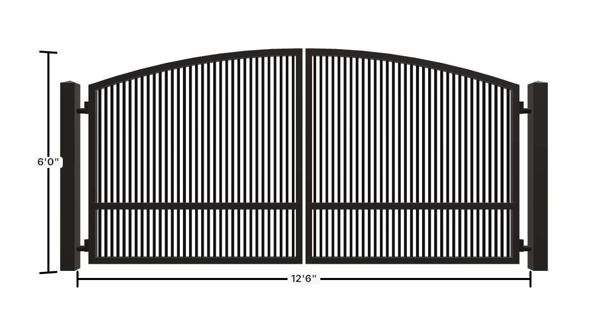 Drawing of the configured Driveway Gate, 12'6" wide × 6'0" high, with dimensions