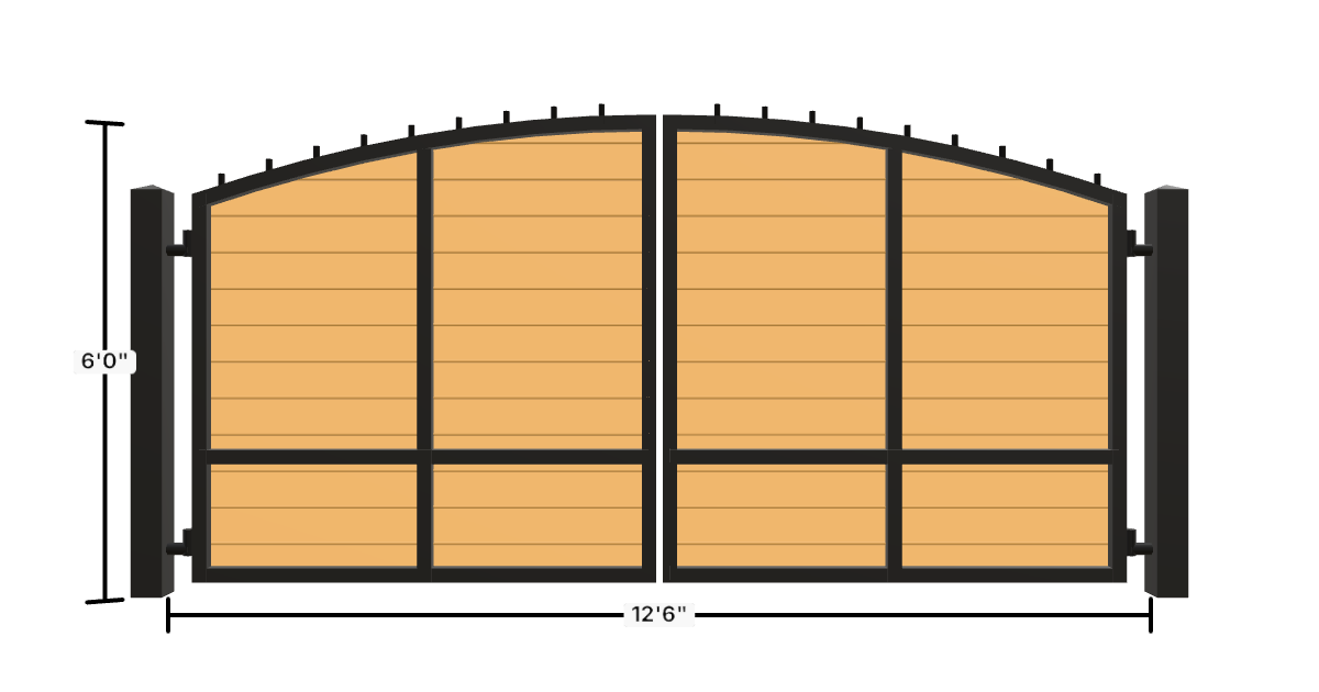 Drawing of the configured Driveway Gate, 13'6" wide × 6'0" high, with dimensions