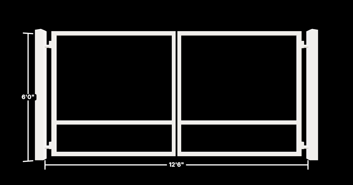 Drawing of the configured Driveway Gate, 13'6" wide × 6'0" high, with dimensions