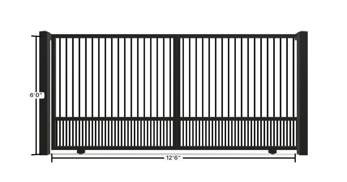 Drawing of the configured Driveway Gate, 12'6" wide × 6'0" high, with dimensions