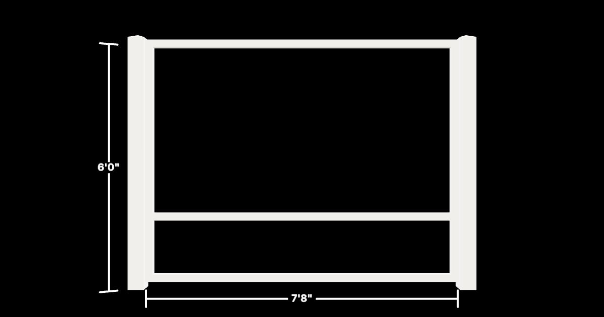 Drawing of the configured Luxury Fence Panel, 7'8" wide × 6'0" high, with dimensions