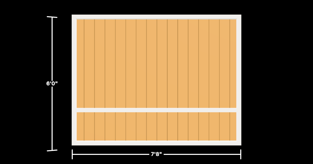 Drawing of the configured Luxury Fence Panel, 7'8" wide × 6'0" high, with dimensions