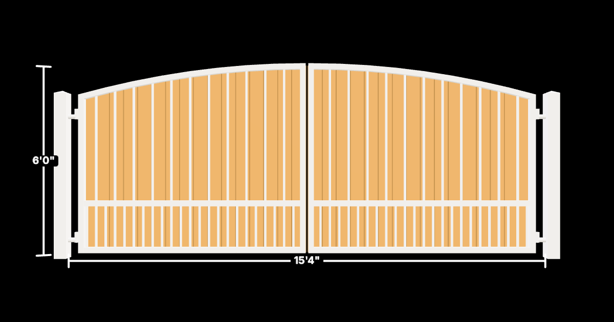 Drawing of the configured Driveway Gate, 15'4" wide × 6'0" high, with dimensions